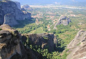 Stunning view of Kalabaka from the Great Meteoron Monastery 